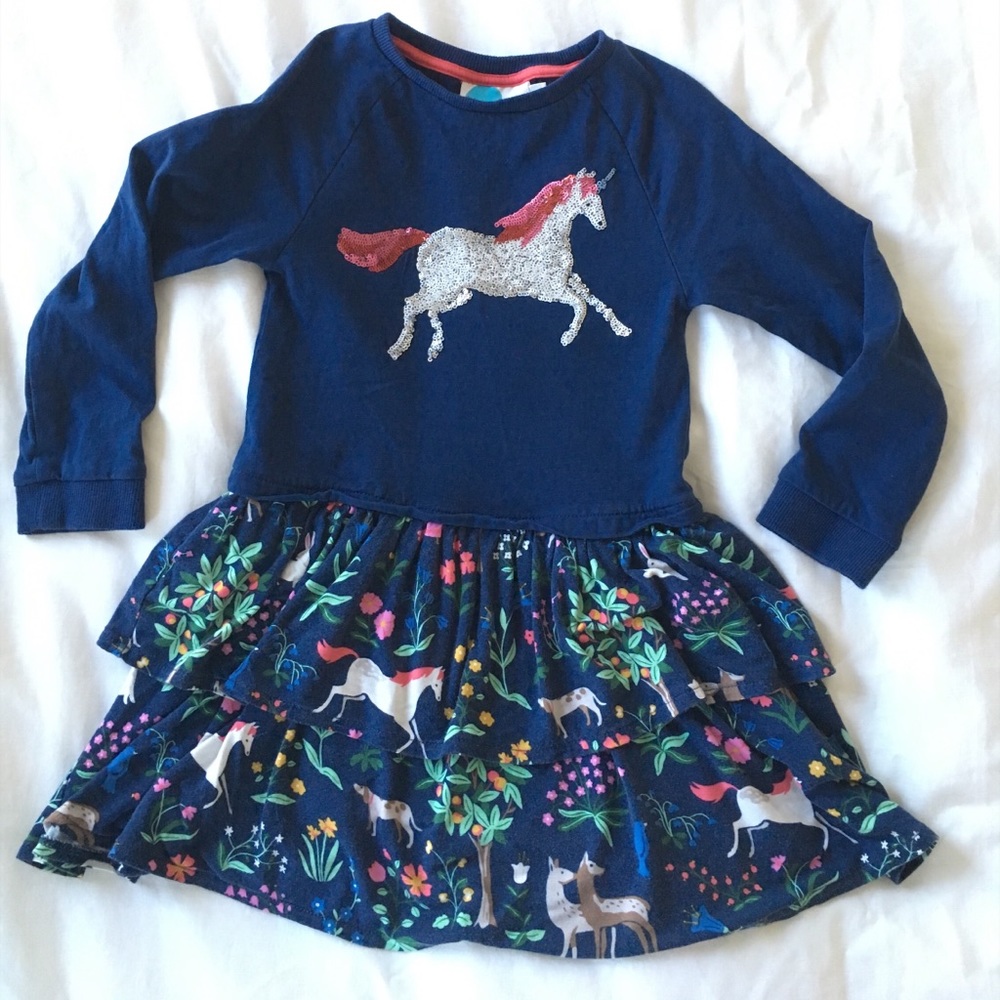 Boden Unicorn Sequin Dress 3-4y